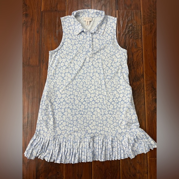 Laura Ashley Dresses & Skirts - Laura Ashley Blue Floral Golf Tennis Dress XL Sleeveless Ruffle Hem Preppy